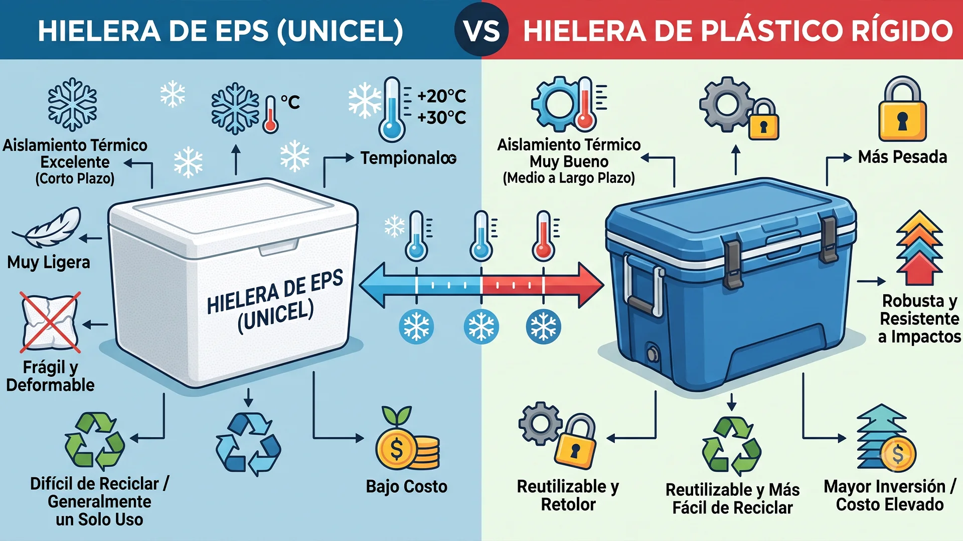 Hieleras de EPS (Unicel) vs. Plástico Rígido El Análisis de Costos para tu Logística